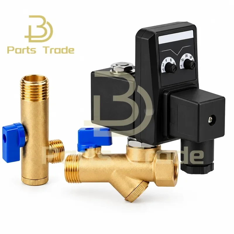 1PCS 1/2 Inch DN15 Electric Timer Auto Water Valve Electronic Drain Solenoid Valve for Air Compressor Condensate OPT-A OPT-B