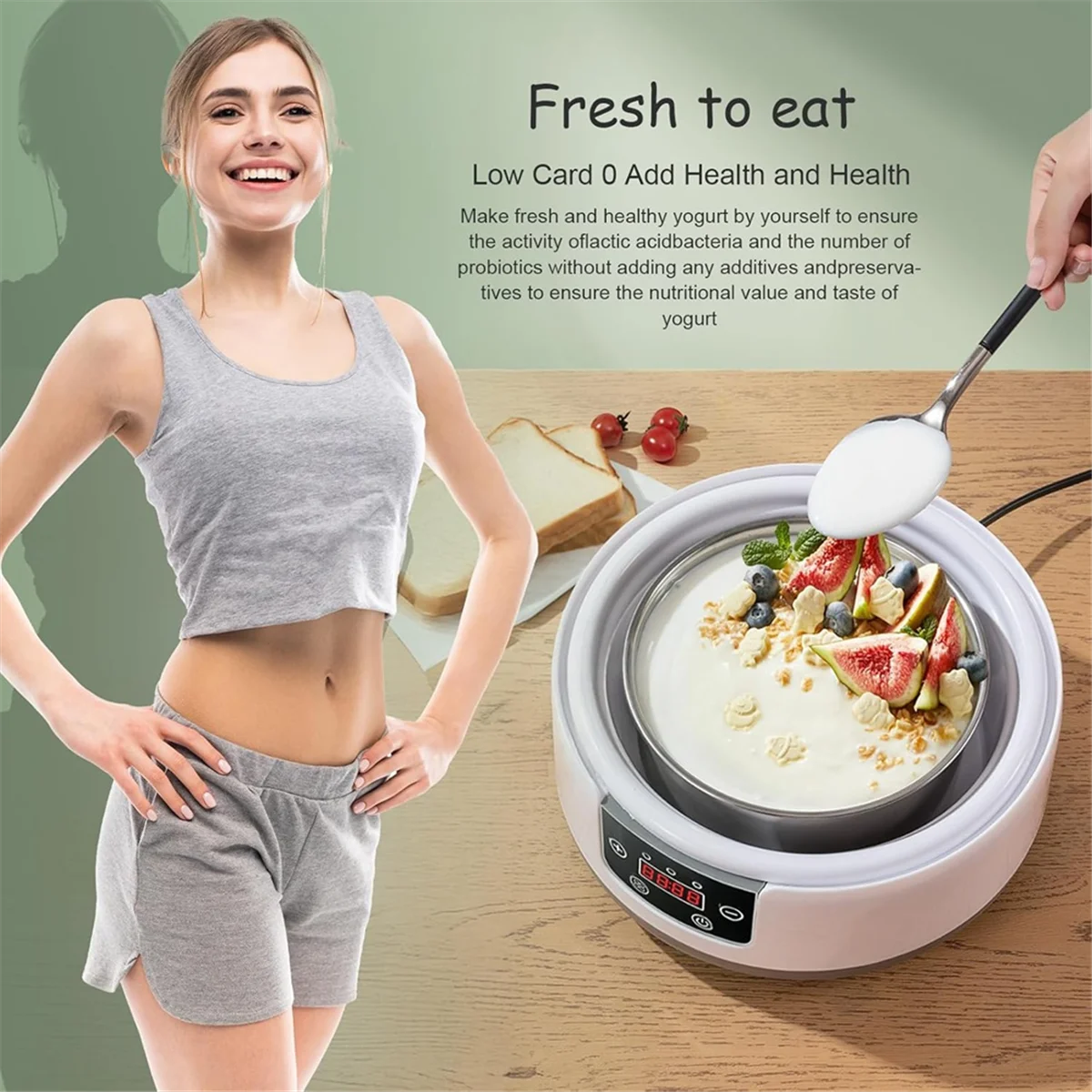 

ABYA 36 Hour Yogurt Maker,1.2L Automatic Digital Yoghurt Maker Machine,Lcd Display with Constant Temperature EU Plug