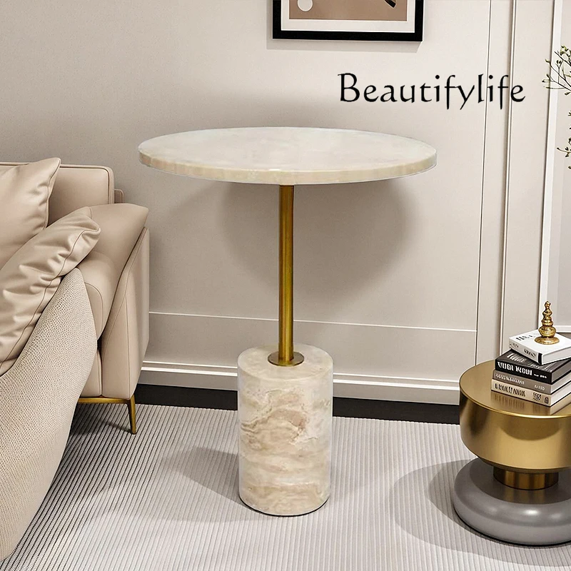 Nordic cream wind tunnel stone edge a few light luxury marble corner a few designer bedside living room sofa small round table