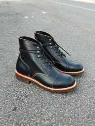 Men Genuine Leather Goodyear-Welted Vintage Boots Mens High specificationBoots High quality handmade Mens shoes