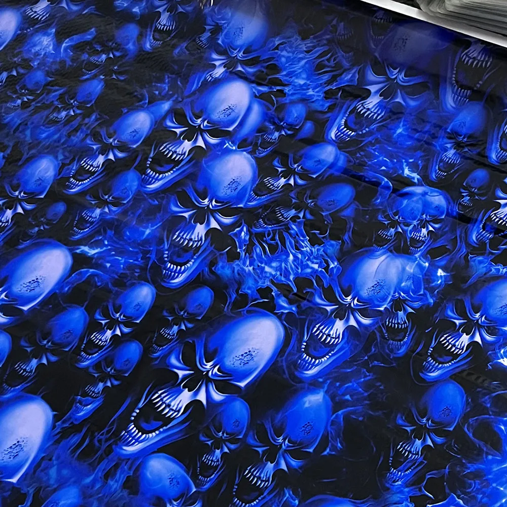 Width 100CM Water Transfer Printing Film  Blue Skull Pattern 10 Sq.meters Hydro Dip Print Film