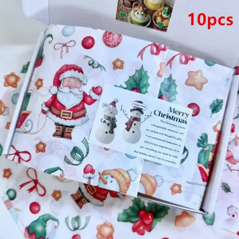 10Pcs 크리스마스 티슈 종이 선물 포장지 생일 선물 포장지 축제 공예 포장지 크리스마스를위한