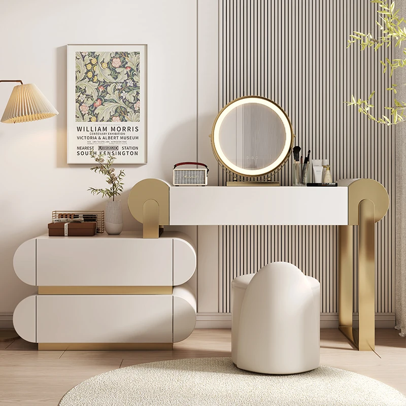 Women Modern Vanity Table Luxury Bedroom Makeup Mirror Chair Drawers Dressing Table Wood Girl Penteadeira Postmodern Furniture - Image 2