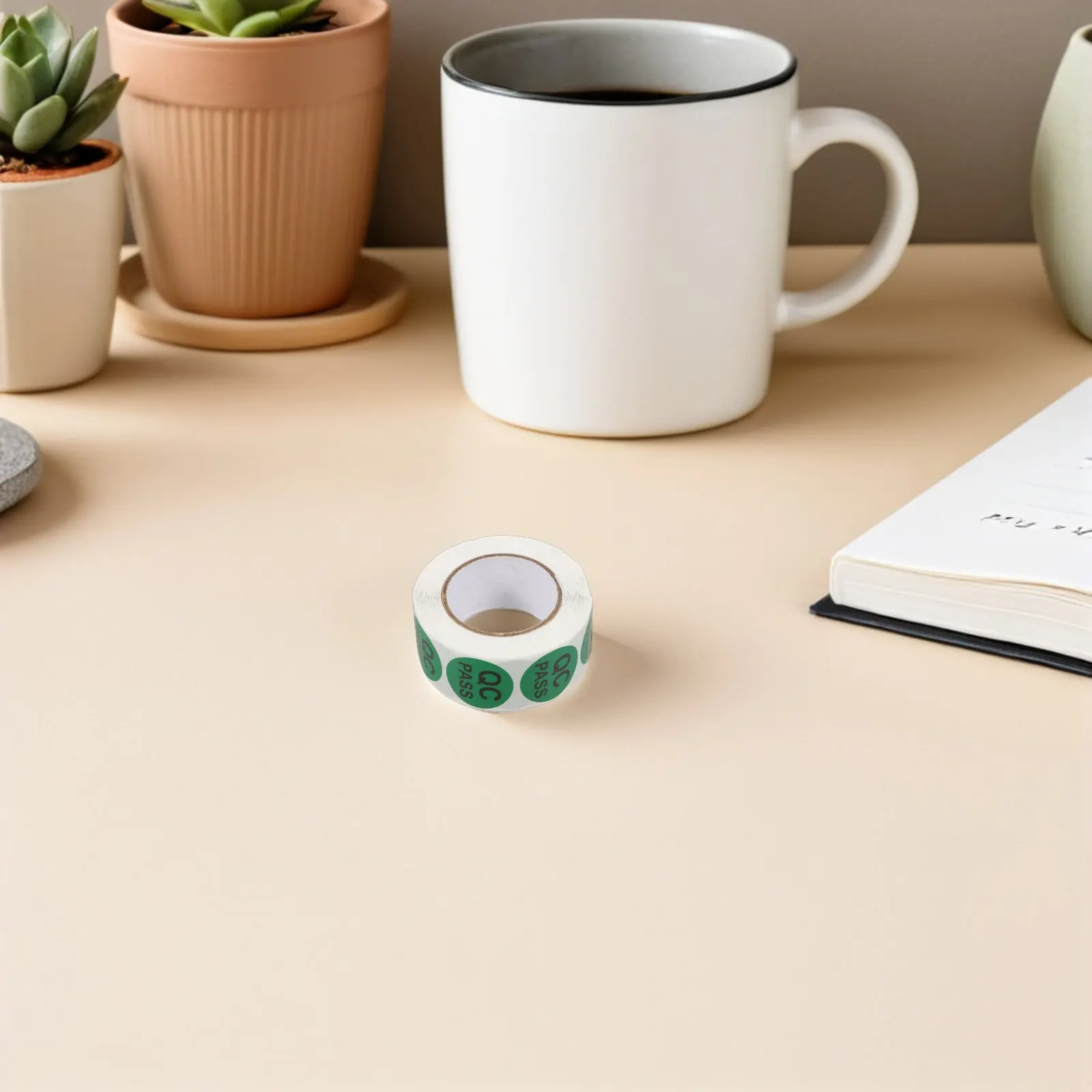 5 Rolls Quality Control Stickers Circle Inventory Control Labels Green Adhesive Round Labels for Calibration Product Approval
