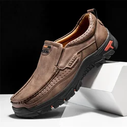 Handmade Shoes Genuine Leather Casual Shoes For Men Flat Platform Walking Shoes Outdoor Footwear Loafers Large Size