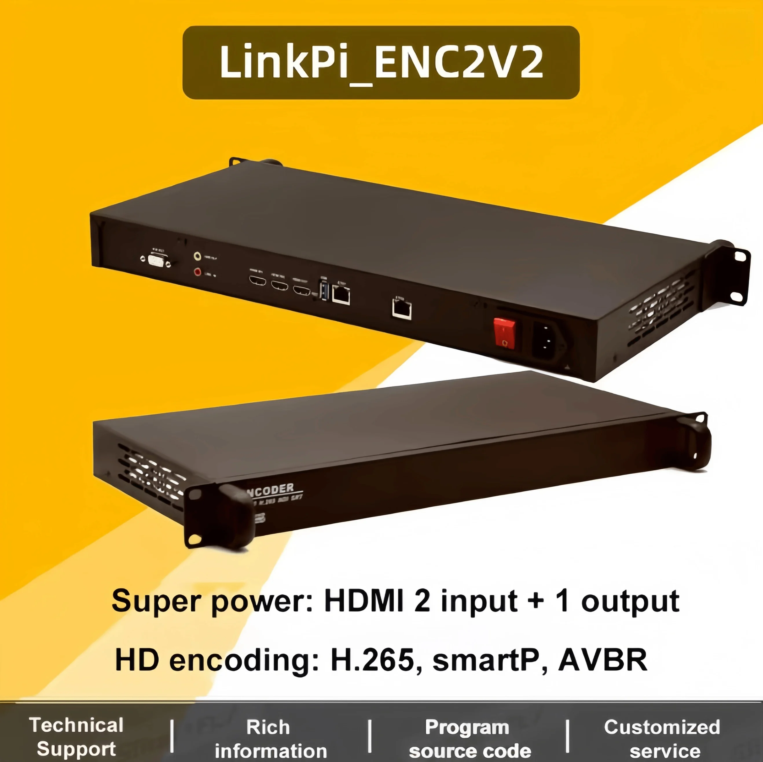 

[ENC2V2] Encoder 2-way HDMI 4K HD Encoder H265 Live Box Recording SRT RTMP