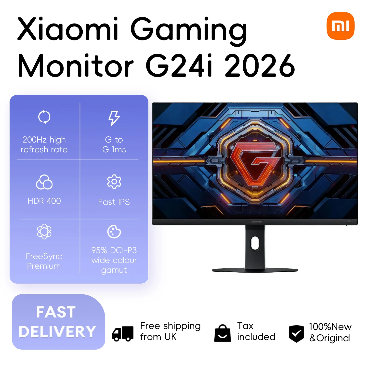 Xiaomi Gaming Monitor G24i 2026 24" 2K 200Hz 1ms HDR400 Fast IPS Display FreeSync Premium TÜV Low Blue Light Certification