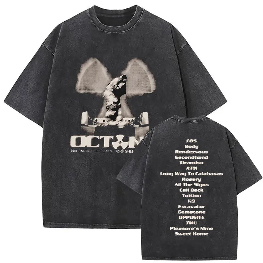 Vintage Washed Don Toliver Octane Album 2026 Merch T-Shirt Herren Hip-Hop Oversized Gothic T-Shirt 100% Baumwolle T-Shirts Streetwear – Detail 15