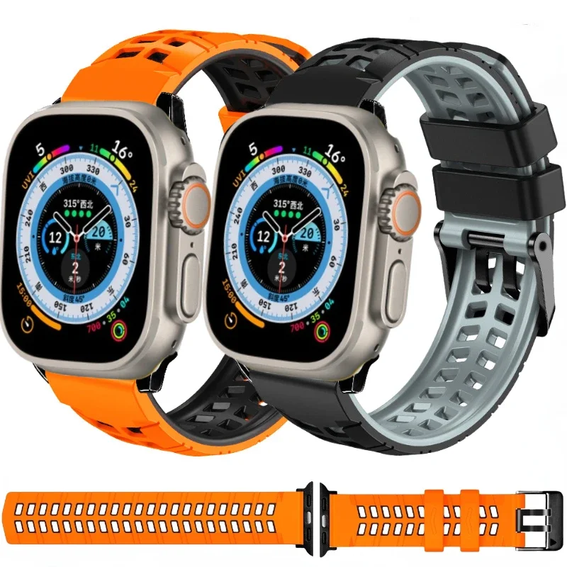 Silikonowy pasek do Apple Watch Ultra/2 pasek 49 mm 10 42/46 mm 9 8 7 45 mm 41 mm Oddychająca bransoletka iWatch 6 5 4 3 SE 44 mm 40 mm 42 mm