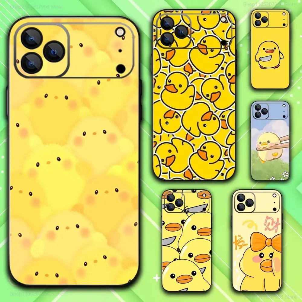 

Yellow Cute D-Duck For iPhone 11,12,13,14,15,16,17,Plus,E,Air,Pro,Max,Mini Black Soft Phone Case