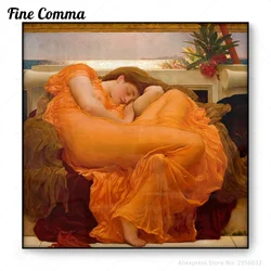 Flaming June Frederic Leighton Fine Art Canvas Print Oil Painting Copy Vintage Poster Wall Art Antique Portrait Nymph Naiad