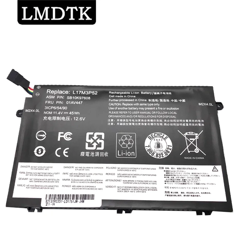 

LMDTK New L17M3P52 Laptop Battery For Lenovo ThinkPad E480 E485 E490 E580 E585 E590 R480 R580 L17C3P51 L17L3P51 L17M3P51 01AV445