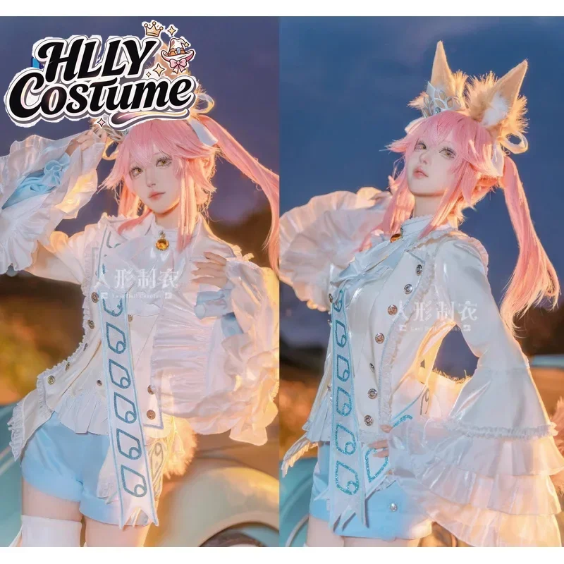Fate Tamamo no Mae Cosplay Costume Ainme Game Fate/EXTRA FGO New Sweet Shirt Shorts Socks Headwear Halloween Carnival Uniform