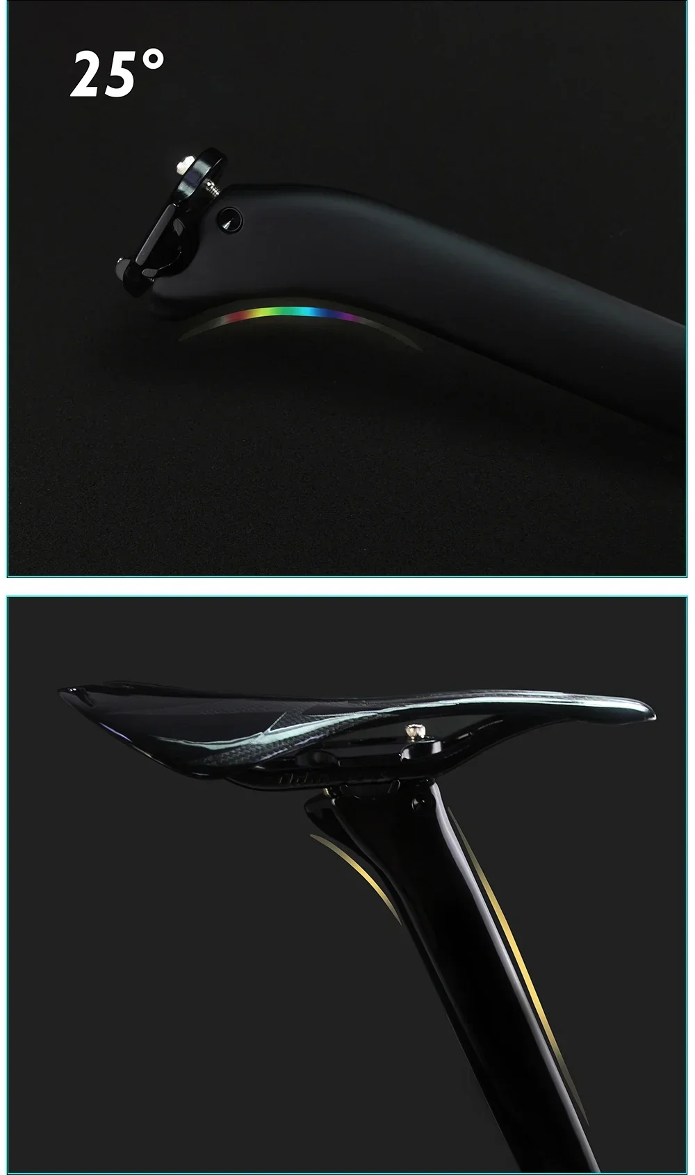 Rennrad-Sattelstütze, Fahrradteile, Kohlefaser, UD, glänzend oder matt, versetzt 0, 25 Grad, 350 mm, F12 – Detail 6