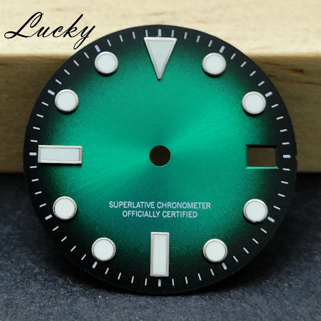 28,5 mm Sunburst Einzelkalender-Zifferblätter NH35 NH36 Uhrwerk Modifizierte Serie Leuchtfunktion Zifferblatt Ersatzteile