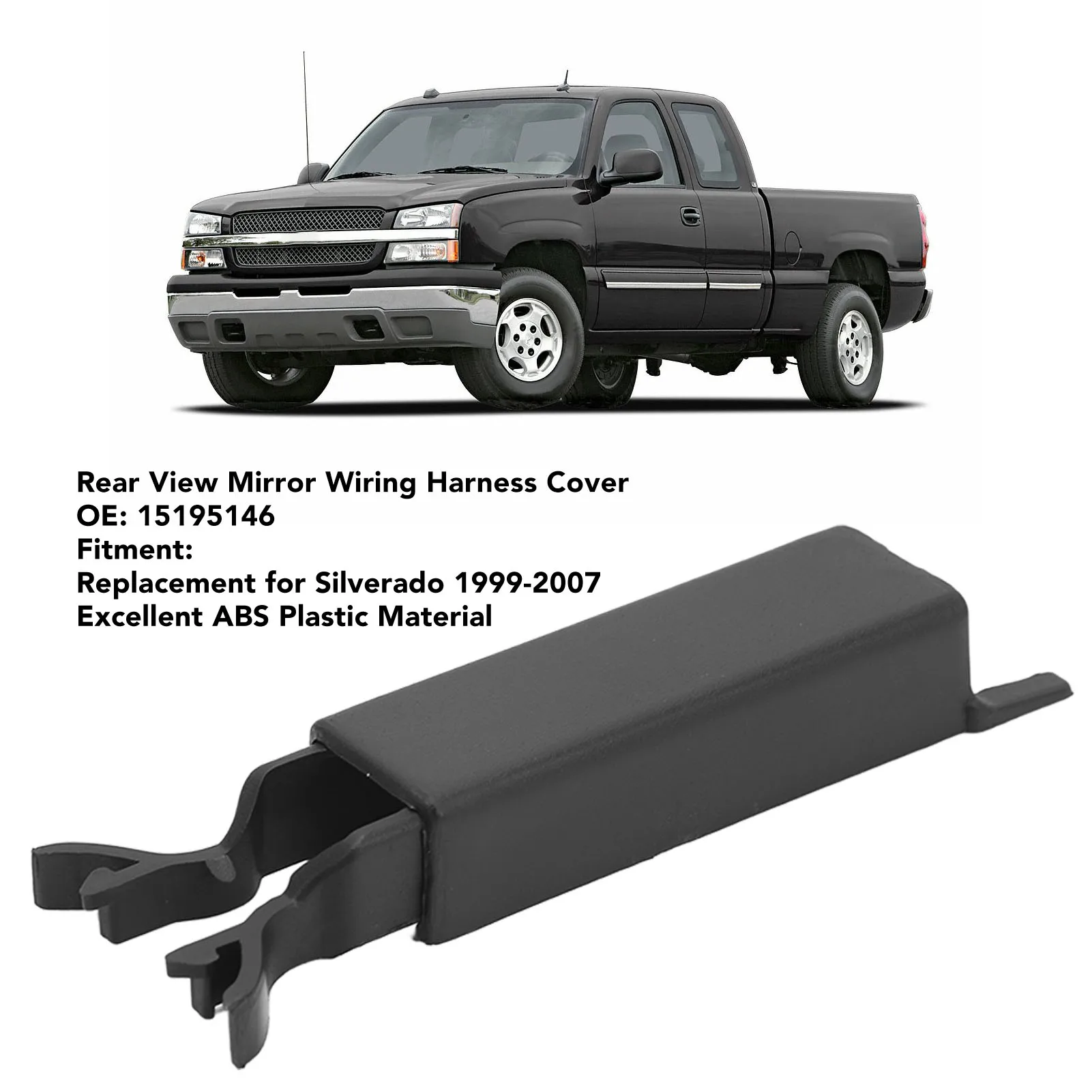 Rear View Mirror Wiring Harness Cover ABS Impact Resistant Mirror Wiring Cover Replacement for Silverado 1999‑2007