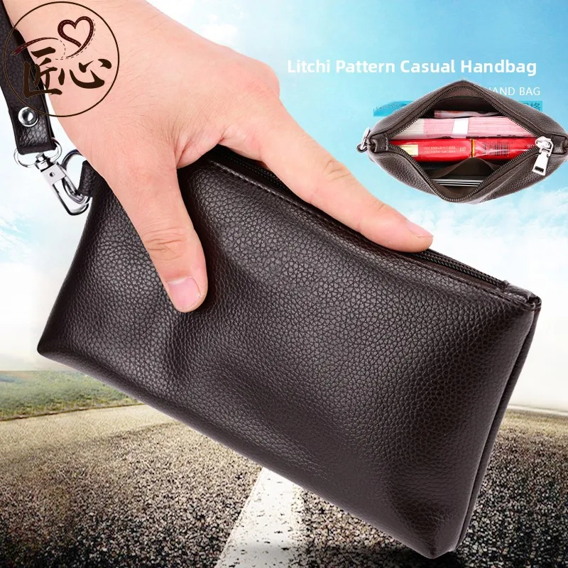 

Long Zipper Wallet Large Capaci Mobile Phone Bag Document Storage Bag Leather Handbag Casual Faion Pure Color Youth Bag