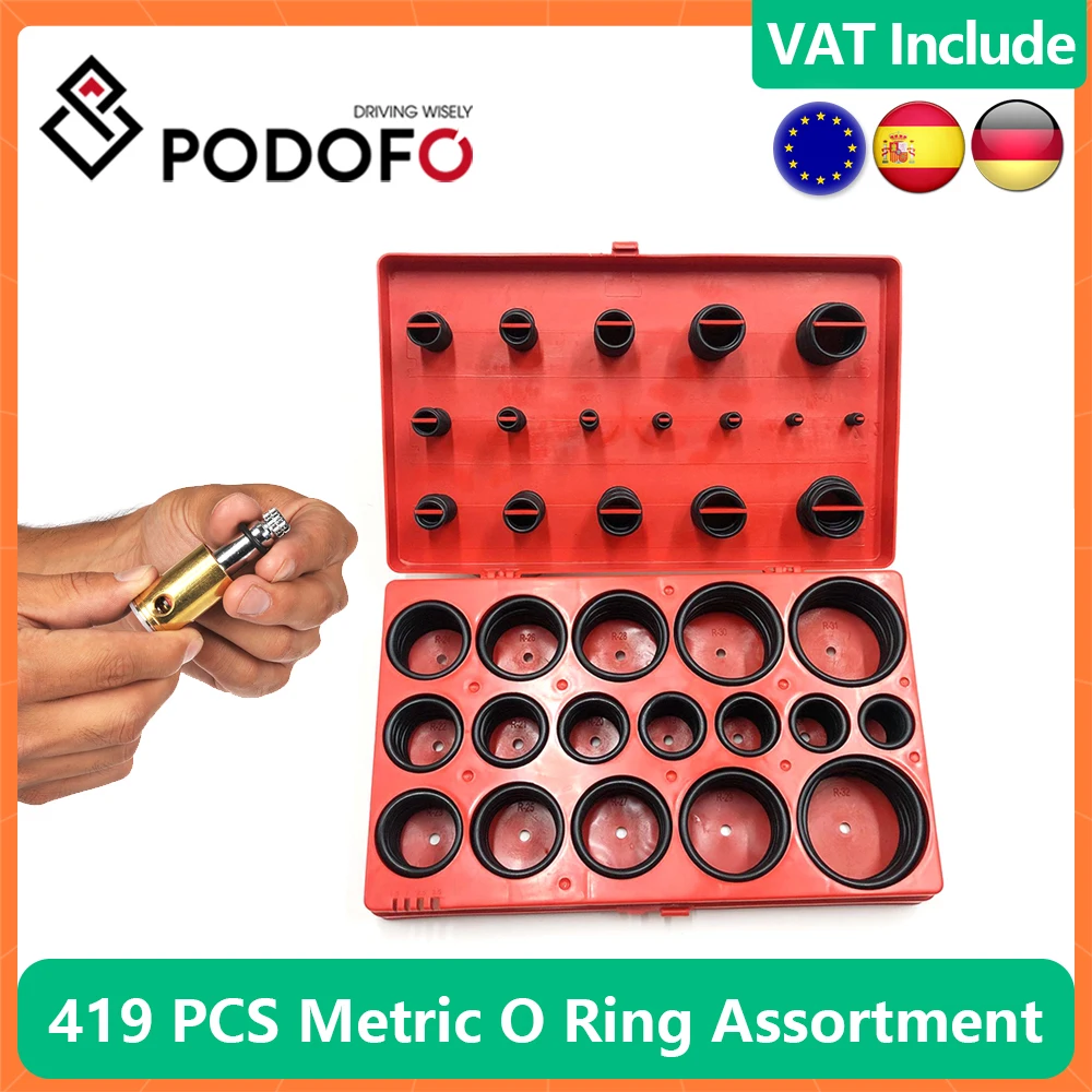 419Pcs O-Ring Seal Assortment Rubber Metric Grommet Garage Assorted O Ring Washer Plumbing With Case