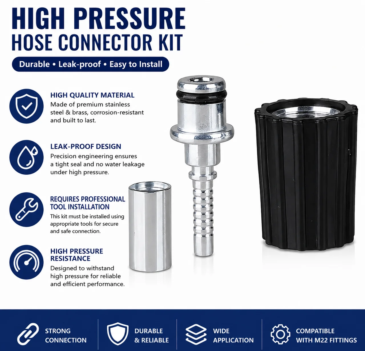 High Pressure Car Wash Pipe Accessory Set, Special Connectors for Pressure Washer