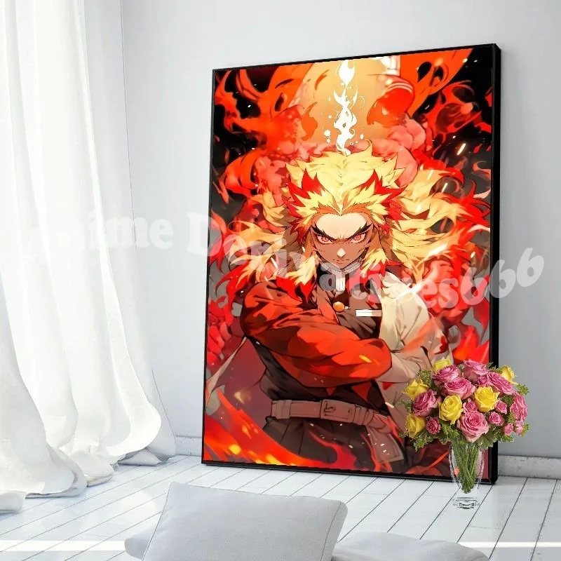 Anime Demon Slayer Canvas Poster Tanjirou Nezuko Kyoujurou Home Wall Art Painting Prints Pictures Kids Bedroom Decor Mural Gifts