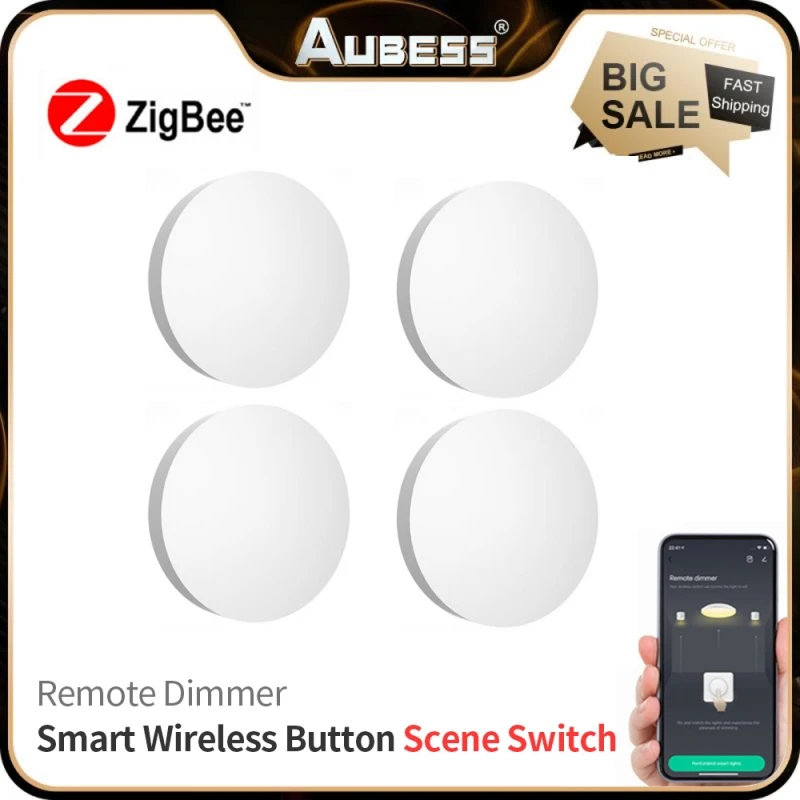 Tuya ZigBee Smart Button Scene Switch Multi-scene Linkage Smart Switch Battery Powered Work With Smart Life Zigbee Devices