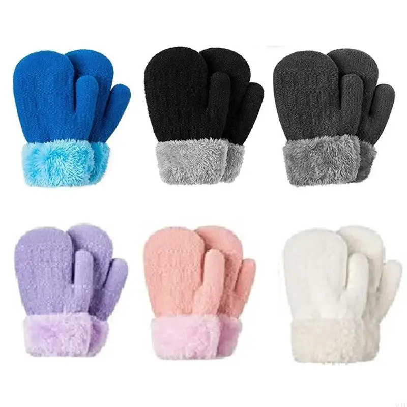 

Эластичные вязаные перчатки, перчатки с длинными пальцами, перчатки с флисовой подкладкой для детей, малышей