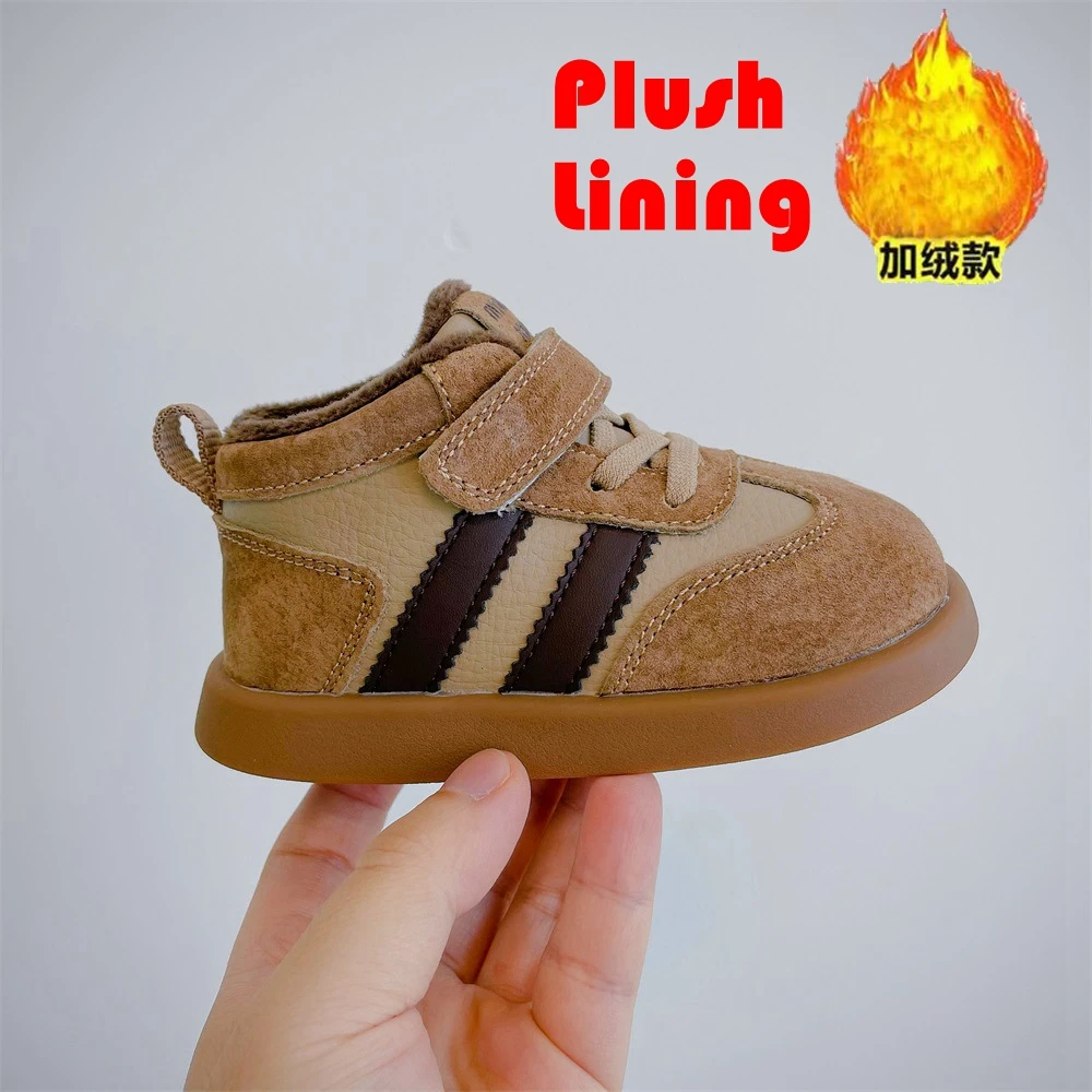 Zapatillas de deporte de invierno para niños, zapatos escolares para niños y niñas, suela suave, zapatos deportivos gruesos y cálidos, zapatos casuales de algodón, talla 22-25, nuevo, 1y-3y