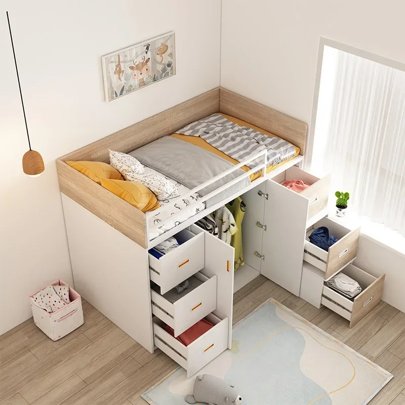 Children's half height wardrobe bed integrated hammock small apartment multifunctional wardrobe