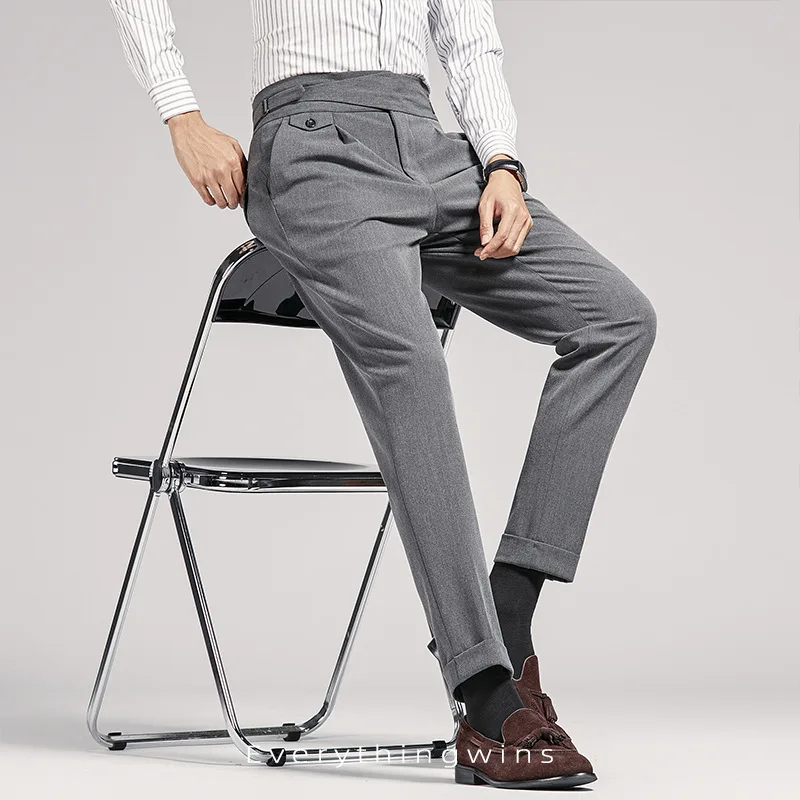 

Neapolitan-style trousers, men's nine-inch pants, straight, drape, business casual pants, high-waisted pants, slim-fit trousers