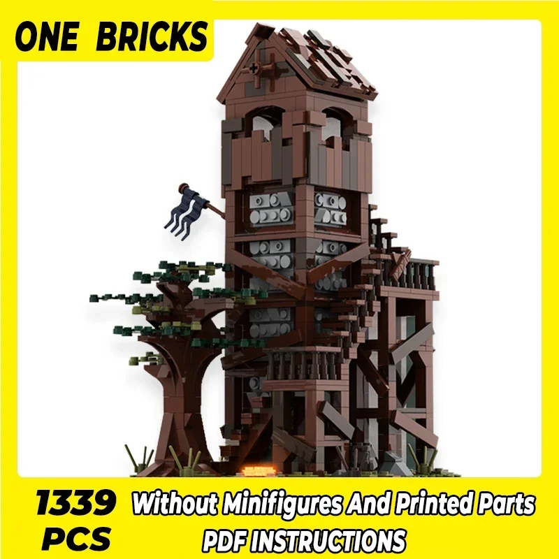 MOC Building Blocks for Children, Modelo Medieval, Patrol Tower, Montagem DIY, Brinquedos de Construção, Presentes de Férias, Tijolos Técnicos