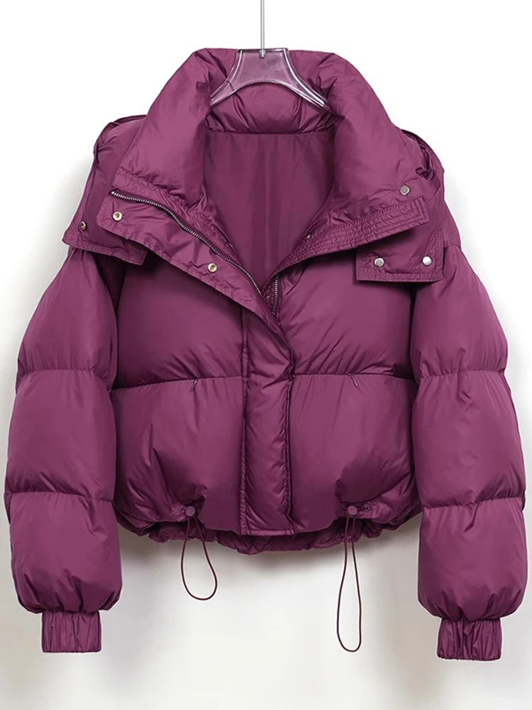 

Winter Thickened Short Cotton Jacket Women's Loose Warm Coat Bread Style Outerwear Korean Version Zipper Hooded Long Sleeve