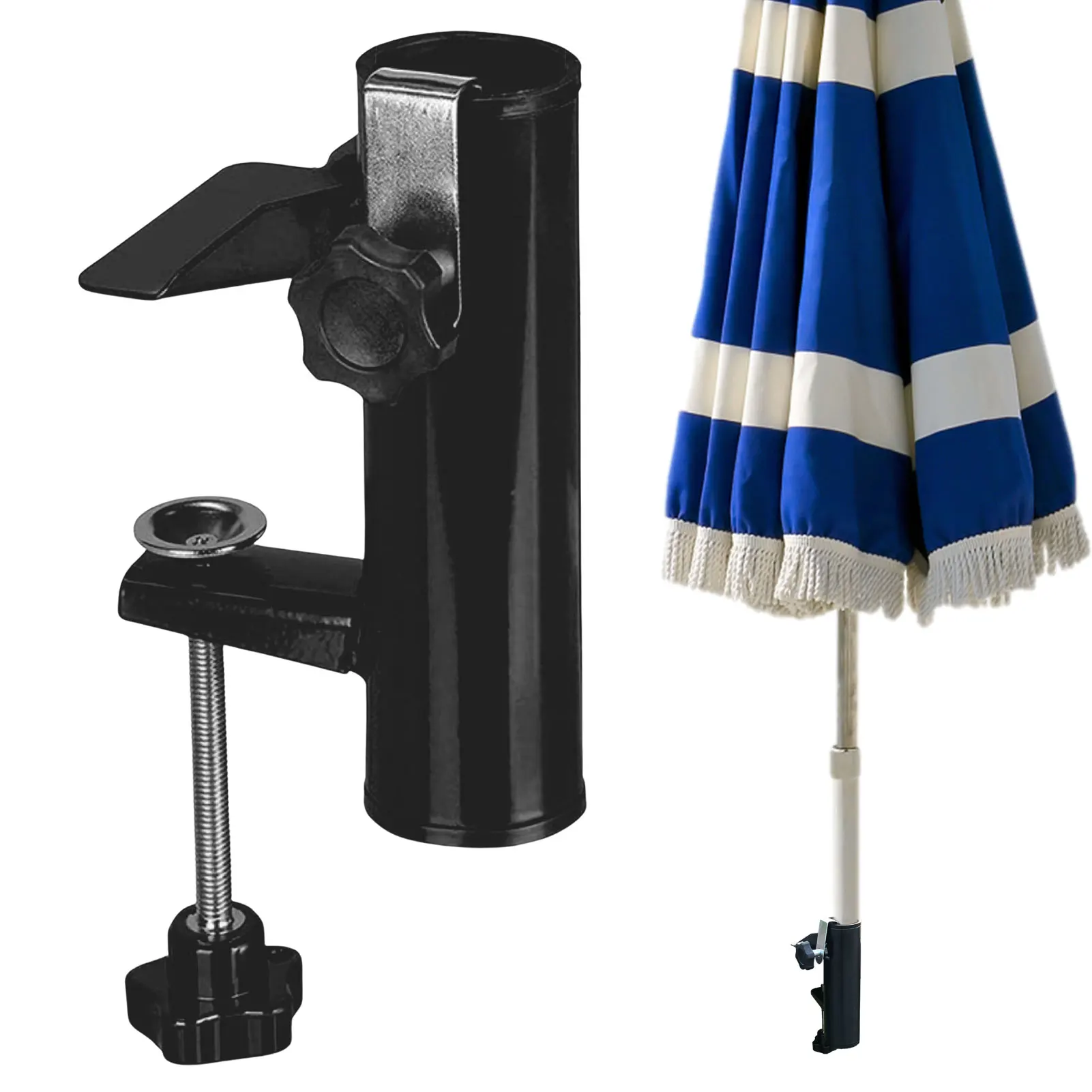 Iron Parasol Holder Heavy Duty Umbrella Clamp Metal Umbrella Stand Umbrella Bracket Deck Mount Tool Patio Umbrella Clamp