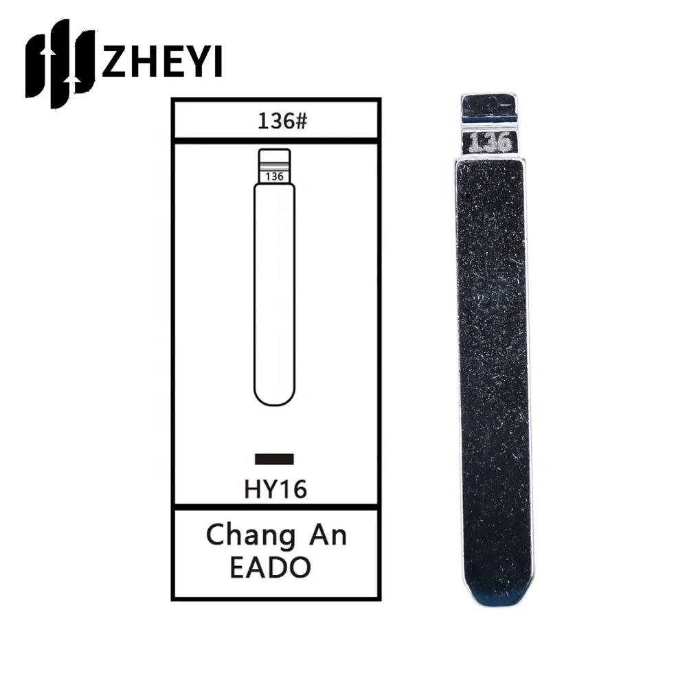 Clé de télécommande universelle non coupée HY16 136 #, lame de clé pour ChangAn Eado HY16 136 #, non coupée pour clé de voiture