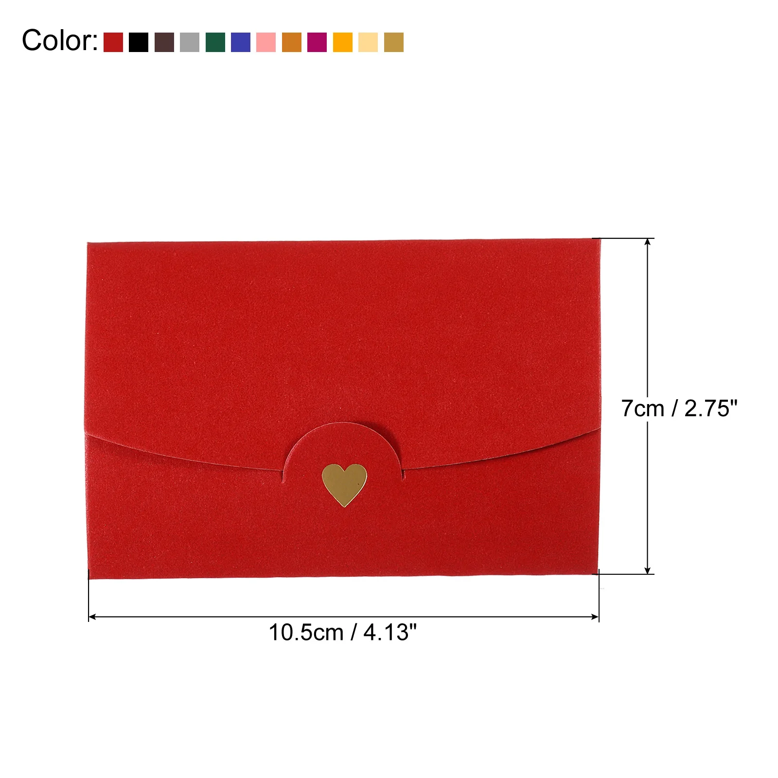 12/20/24Pcs Mini Envelopes Small Gift Card Holders Retro Gold Heart Business Invitation Envelopes for Wedding Birthday