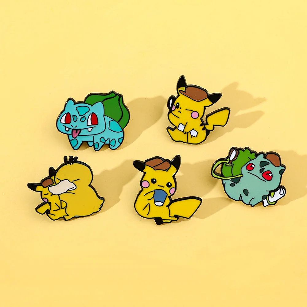 Cute Cartoon Creative Personality Pokémon Metal Brooch Bulbasaur Alloy Brooch Accessories Y2k Fashion Toys Anime Cartoon