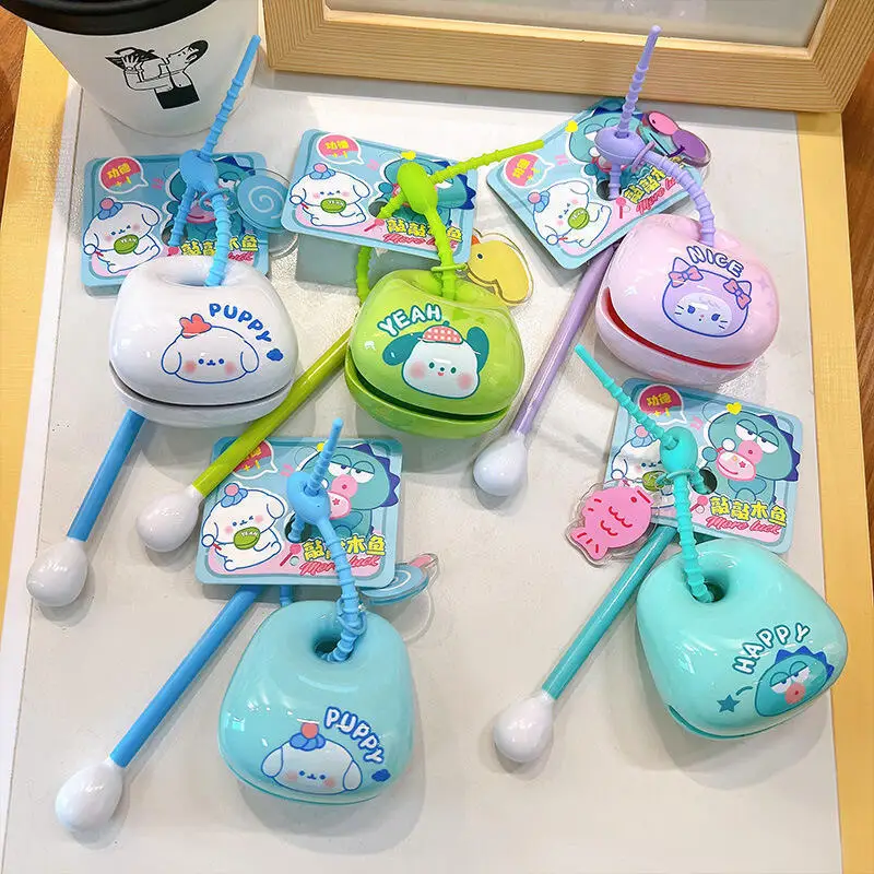 

1/5PCS Cute Cartoon Stress-Relief Wooden Fish Tapping Toy Tap Away Your Emotions Desktop Ornament & Keyring Toy