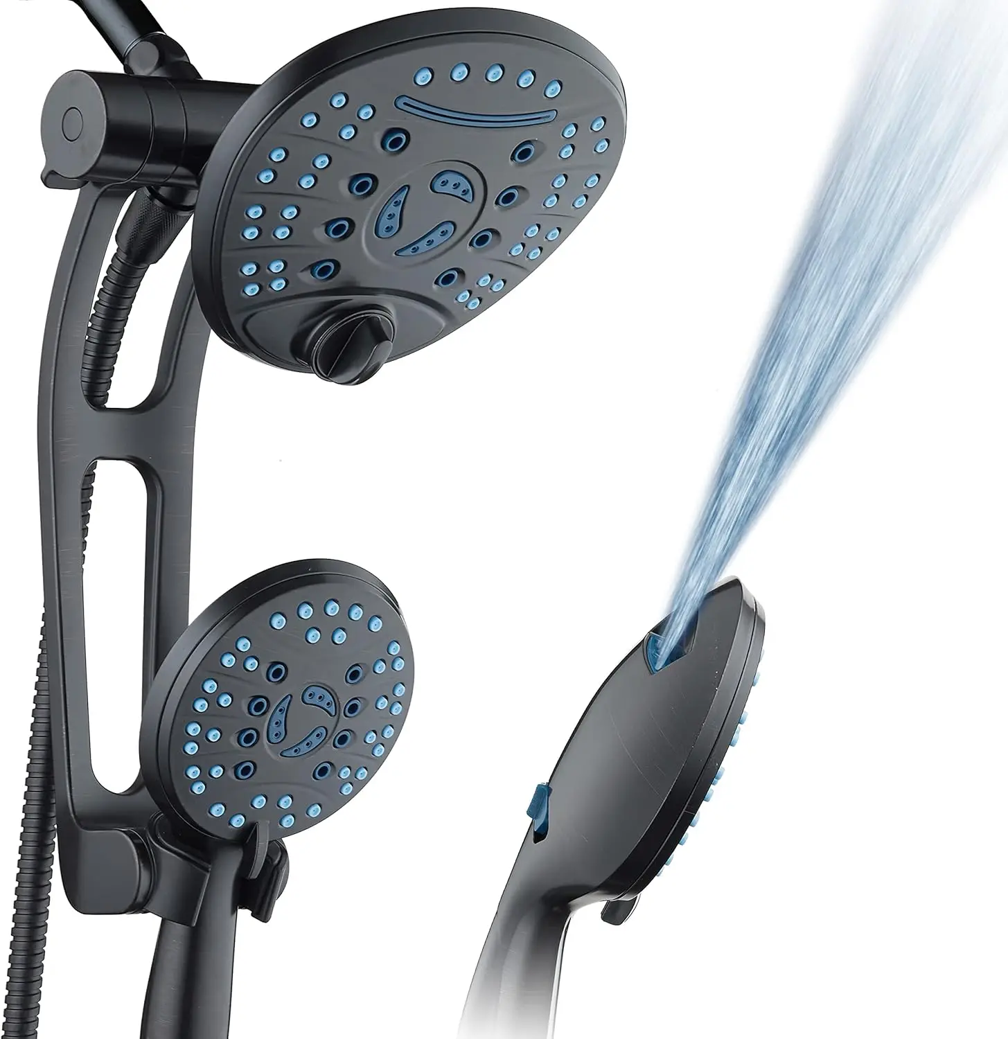 AquaCare As-Seen-On-TV High Pressure Handheld/Rain 80-mode 3-way Shower Head Combo with Adjustable Arm - Anti-clog Nozzles, Tub