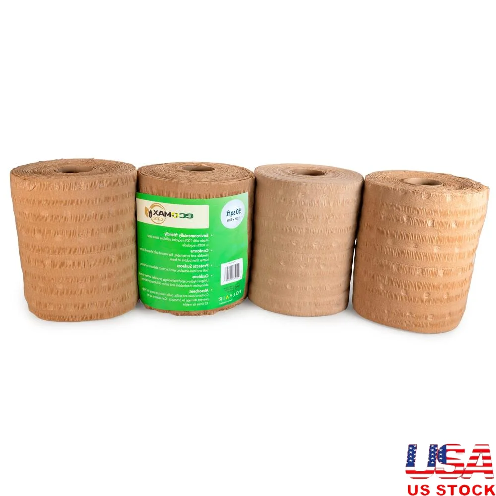 EcoMax-Rouleaux d'ouate de cellulose en papier kraft, rembourrage de boîte d'emballage, isolation absorbante douce, baume, rembourrage, expédition, 12