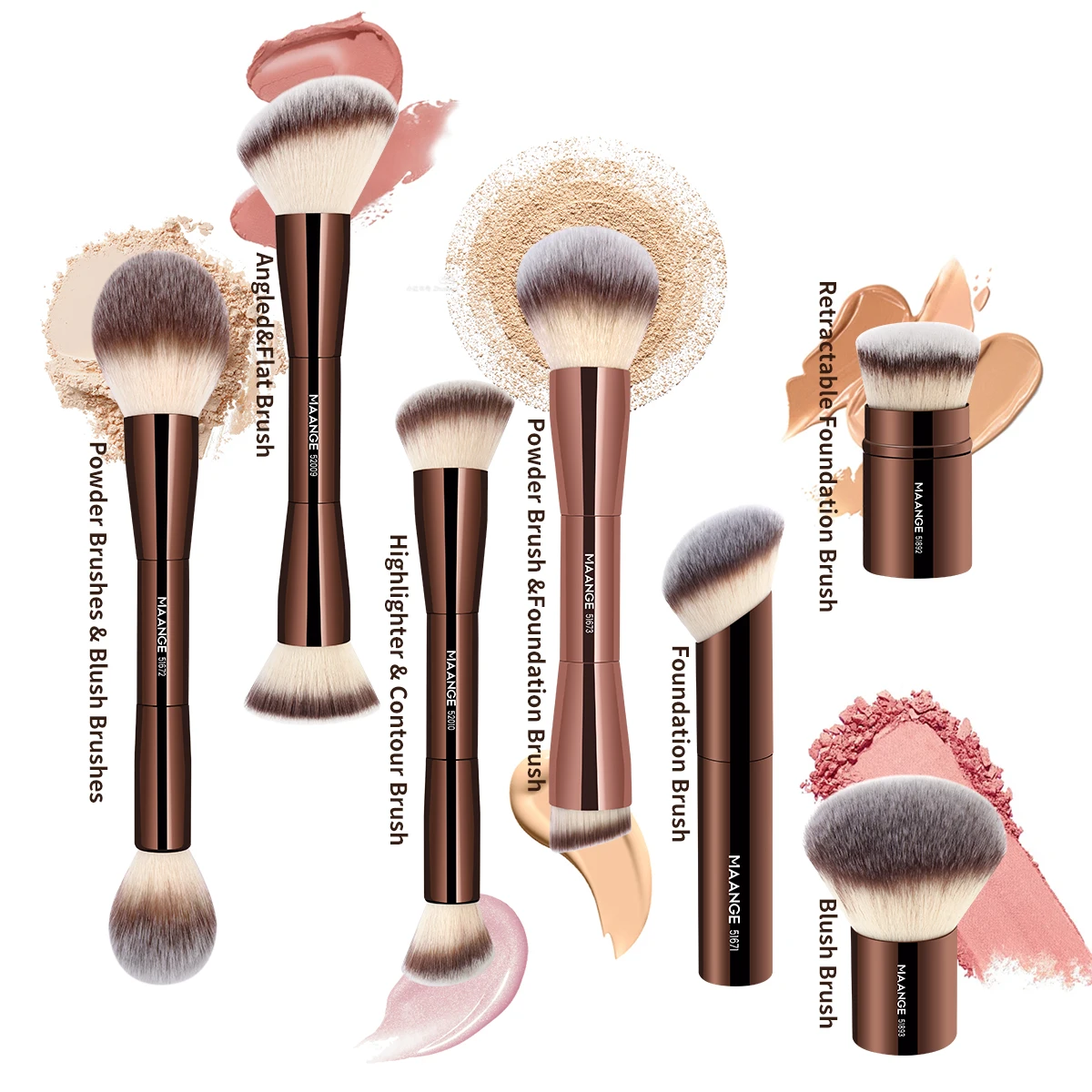 Maange Make-Up Borstels Dubbele Kop Foundation Poeder Concealer Blusher Bronzer Make-Up Borstel Zachte Vezel Haar Cosmetische Schoonheidstools