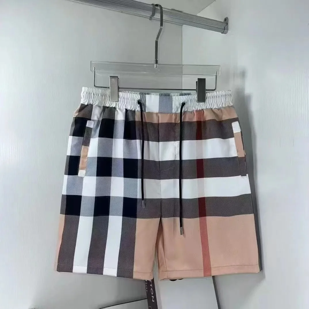 Tendência de Moda Retrô para Lazer e Férias, Shorts Clássicos de Praia com Estampa Xadrez de Secagem Rápida, Shorts Masculinos 3D para Esportes