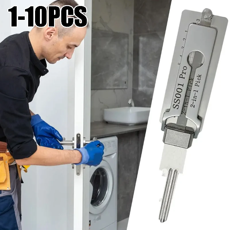 

Инструмент слесаря SS001 Pro: Декодер-отмычка 2-в-1 из нержавеющей стали для жилых замков, открывания дверей и точного декодирования ключей