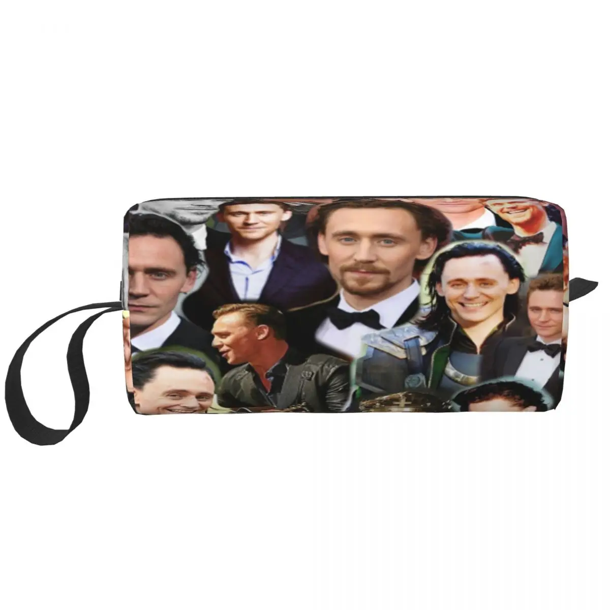 Tom Hiddleston Photo Collage Makeup Bag Cosmetic Organizer Storage Dopp Kit Toiletry Cosmetic Bag for Women Beauty Pencil Case