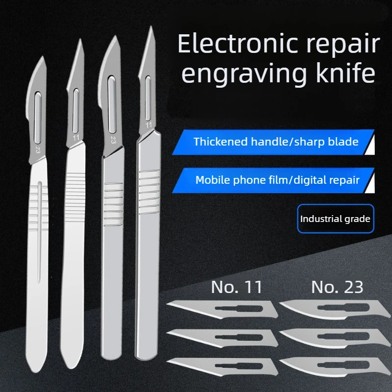 11# 23# Carbon Steel Carving Metal Scalpel Blades Handle Scalpel DIY Cutting Repair Animal Surgical Knife Tool Kits Box Non Slip