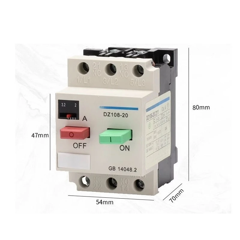 DZ108-20/211 Moulded Case Circuit Breaker 6.3A 8A 10A 12.5A 16A 20A Motor Overload Protection Switch