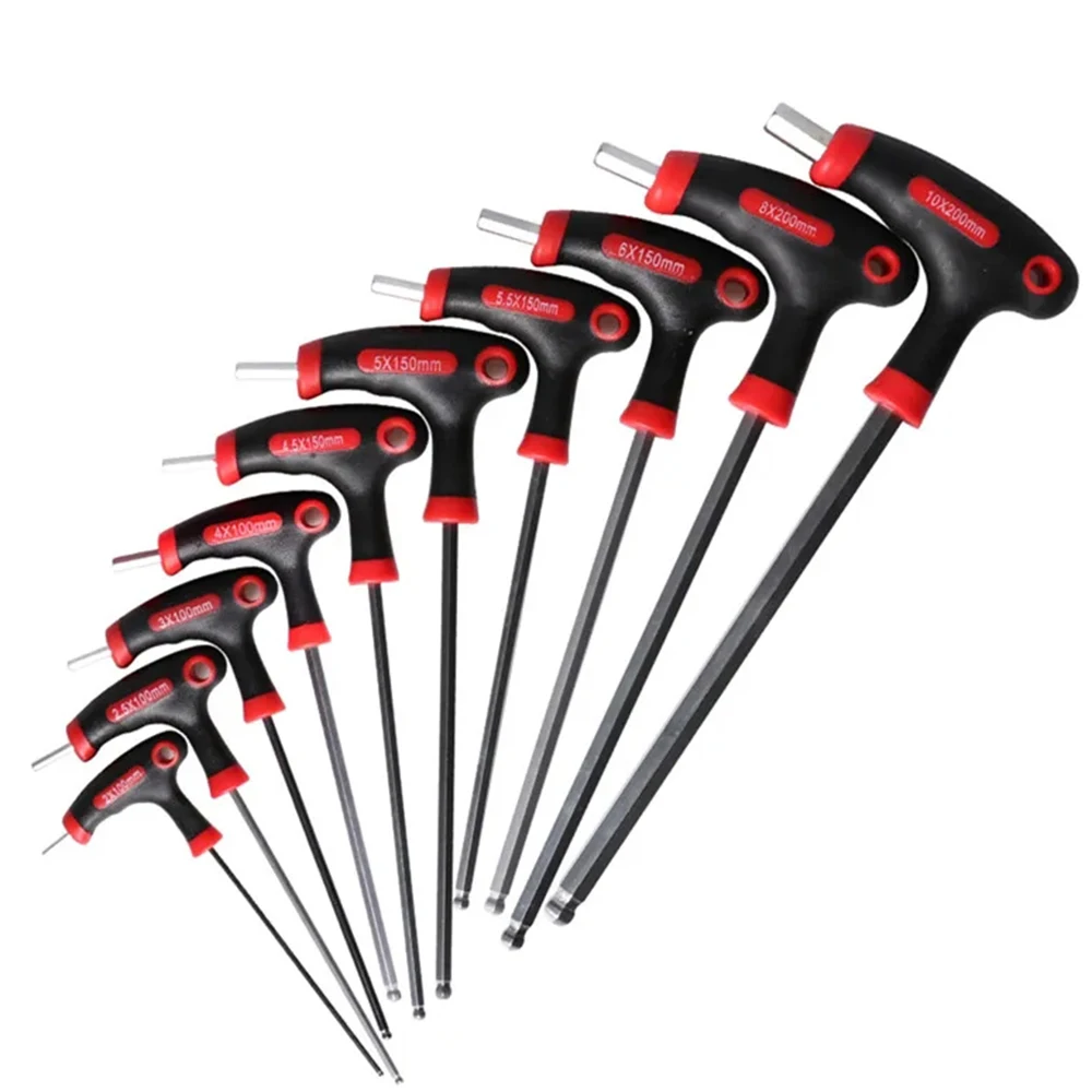 10PCS T-Handle Hex Key Allen Wrench Tool Set Star T-Handle torx Key Set with Convenient Storage Stand Spanner Screwdriver Tool