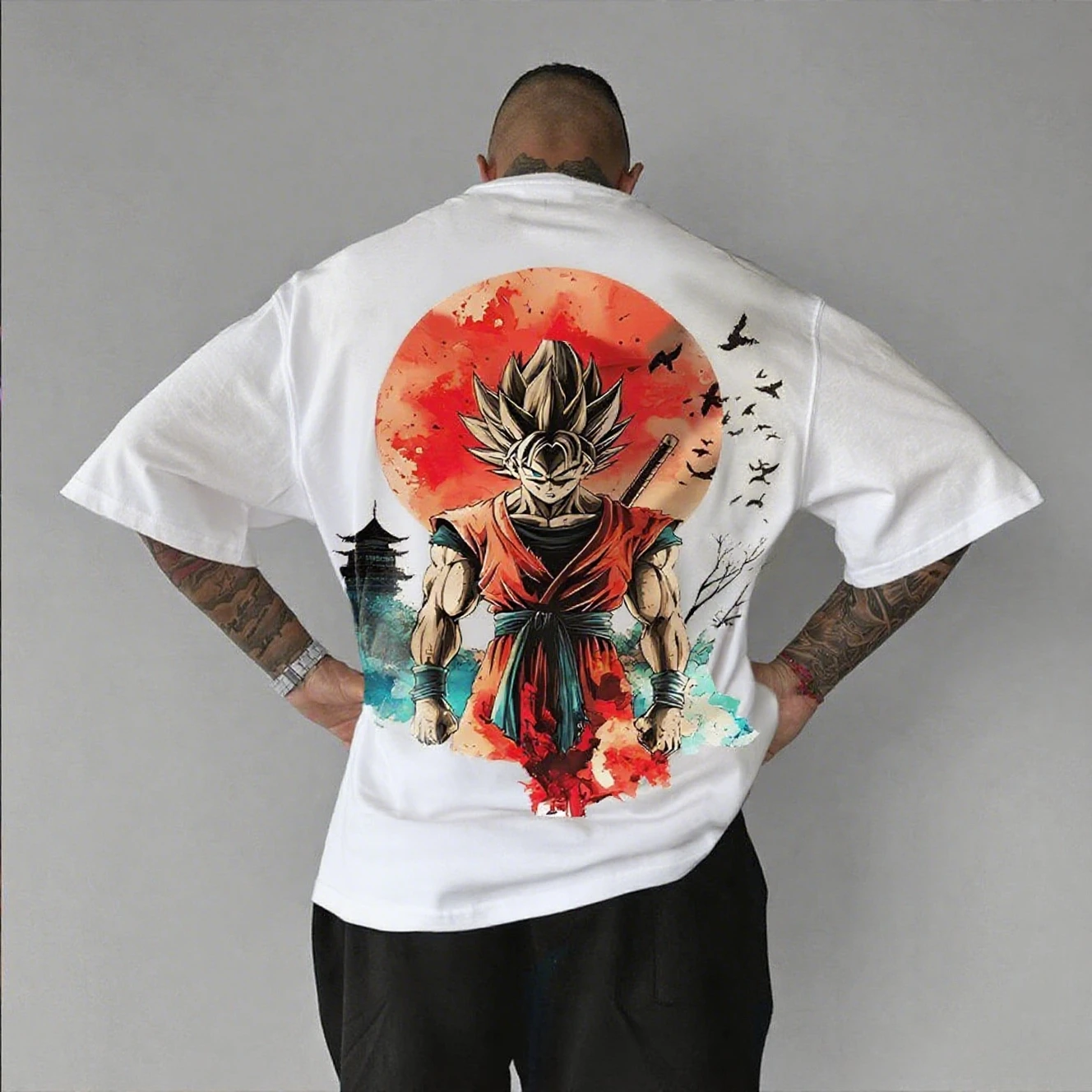 

Футболка с принтом Dragon Ball в стиле аниме Гоку, 2026, мужская осень/зима, новый повседневный свободный топ с короткими рукавами в американском стиле хип-хоп для родителей и детей