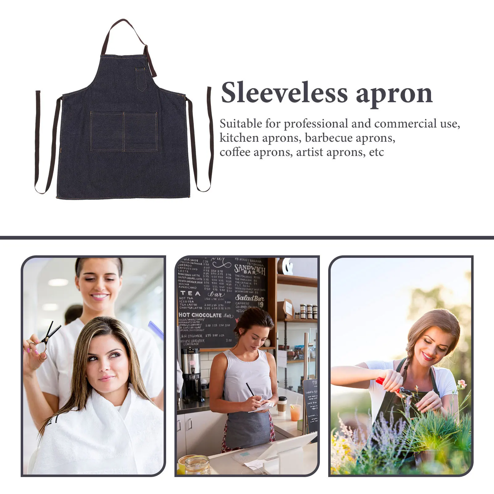 

1pc Heavy Duty Waterproof Greaseproof Apron Dark Blue Industrial Kitchen Apron For Cooking Barbecue Cleaning Carpenter Making