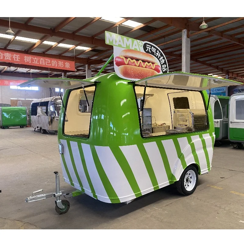 Luxury Mobile Catering Trailer Burger Van Hotdog Food Cart Refrigerator Ice Cream Food Truck with Full Kitchen Juicer Coffee Bar
