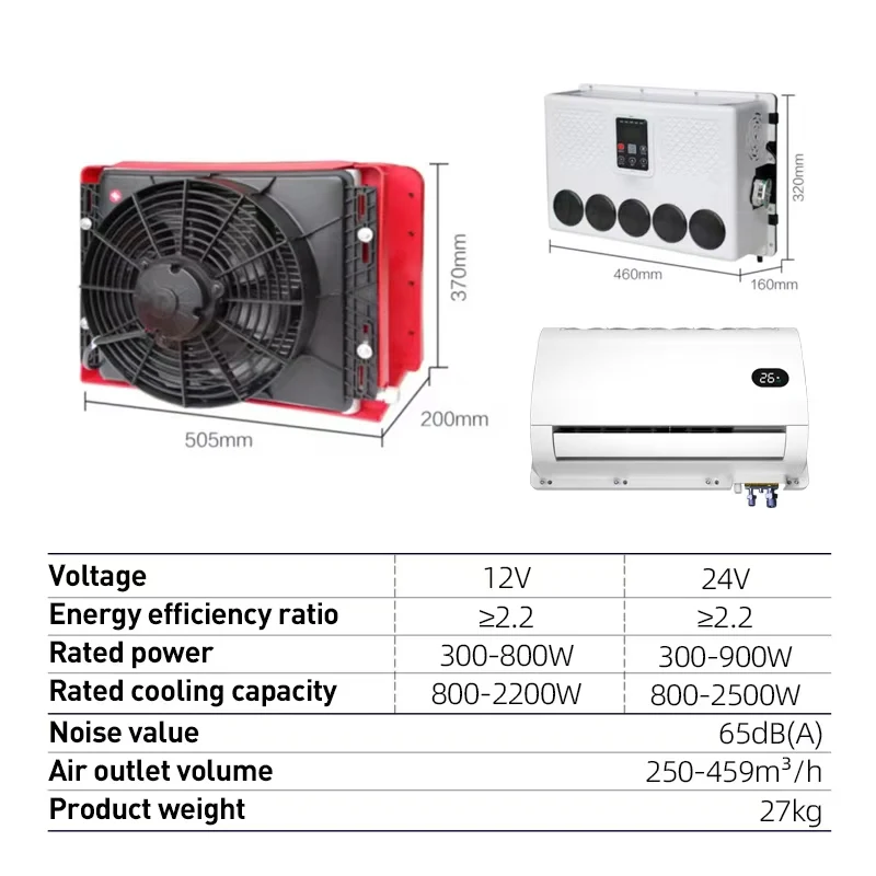 New Arrivals Air Conditioner Split Parking Rooftop System Conditioner DC 24V 12V Electric Truck 12 Volt Air Conditioning RV AC
