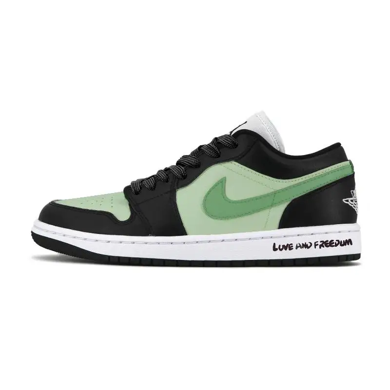 【Customize】Air Jordan 1 Vintage Basketball Shoes Women's Low-top Black/Green Sneakers shoes DC0774-101